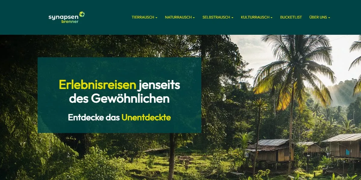 Startseite des Erlebnisreise-Portals Synapsenbrenner
